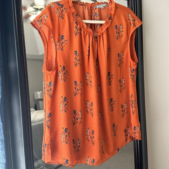 Daniel Rainn orange floral top XL - Picture 3 of 9
